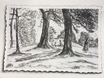 Houtskooltekening landschap