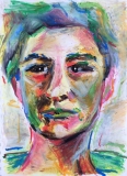Portret met oliepastel door Annagreet Hoogeland