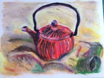 Theepot met oliepastel