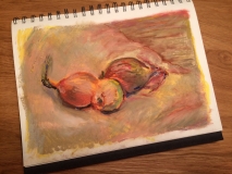 Uien met oliepastel